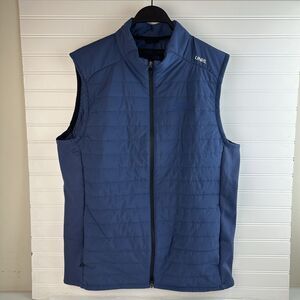 UNRL Navy Mens Puffer Vest Blue Full Zip Lightweight Insulated Size L Branded